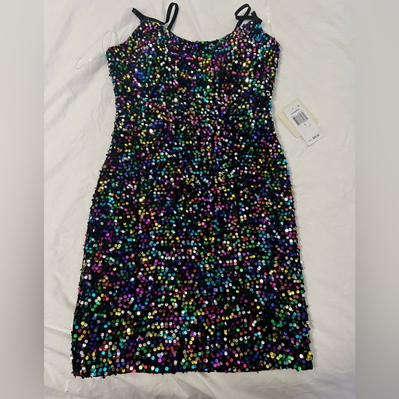 Pear Culture Spaghetti strapped mini Sequin Dress - Picture 3 of 7